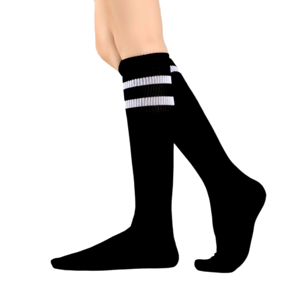 Podkolanówki Damskie Czarne w Białe Paski MSAY Podkolanówki Damskie Czarne w Białe Paski