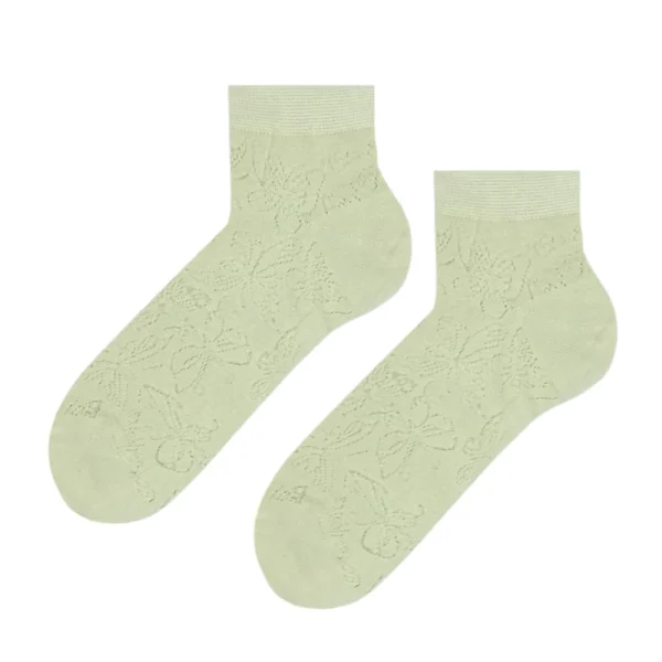 Skarpetki damskie ażurowe za kostkę pistacjowe