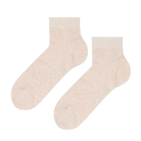 Skarpetki damskie ażurowe za kostkę łososiowe