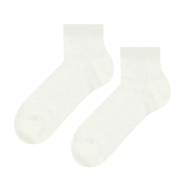 Skarpetki damskie ażurowe za kostkę białe