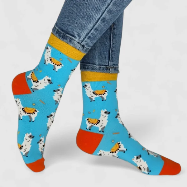 Kolorowe Skarpetki damskie bawełniane lama MSAY Kolorowe Skarpetki damskie bawełniane lama