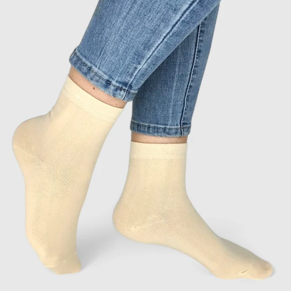 Skarpetki damskie bawełniane ecru MSAY Skarpetki damskie bawełniane ecru
