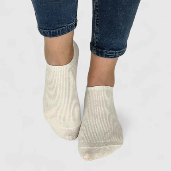 Skarpetki stopki damskie prążek ecru