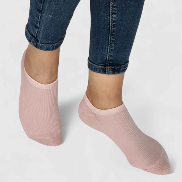 Skarpetki stopki damskie prążek różowe
