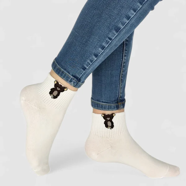 Skarpetki damskie za kostkę miś