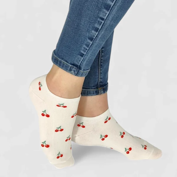 Skarpetki stopki damskie wiśnie