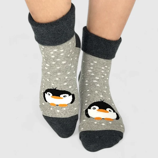 Ciepłe skarpetki damskie z wywijanym ściągaczem w pingwinka MSAY Ciepłe skarpetki damskie z wywijanym ściągaczem w pingwinka