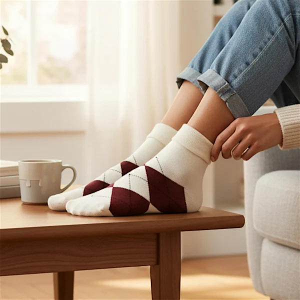 Ciepłe skarpetki damskie romby MSAY Ciepłe skarpetki damskie romby