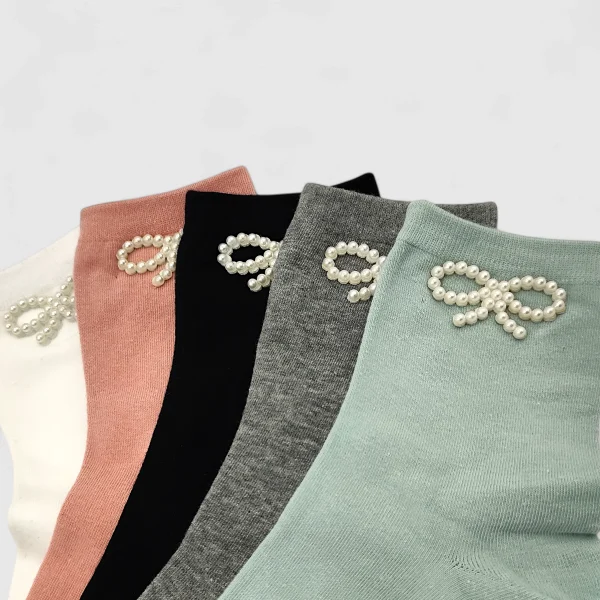 Skarpety damskie z perełkową kokardką 5-pak MSAY Skarpety damskie z perełkową kokardką 5-pak