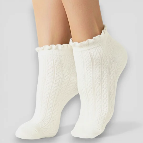 Skarpetki stopki ażurowe damskie ecru MSAY Skarpetki stopki ażurowe damskie ecru