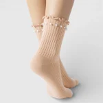 Skarpety damskie z perłami różowe