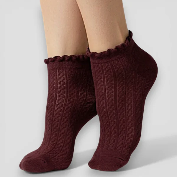Skarpetki stopki ażurowe damskie burgund MSAY Skarpetki stopki ażurowe damskie burgund