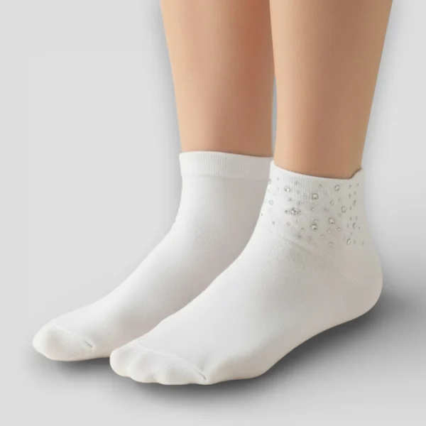 Skarpety damskie z cekinami białe