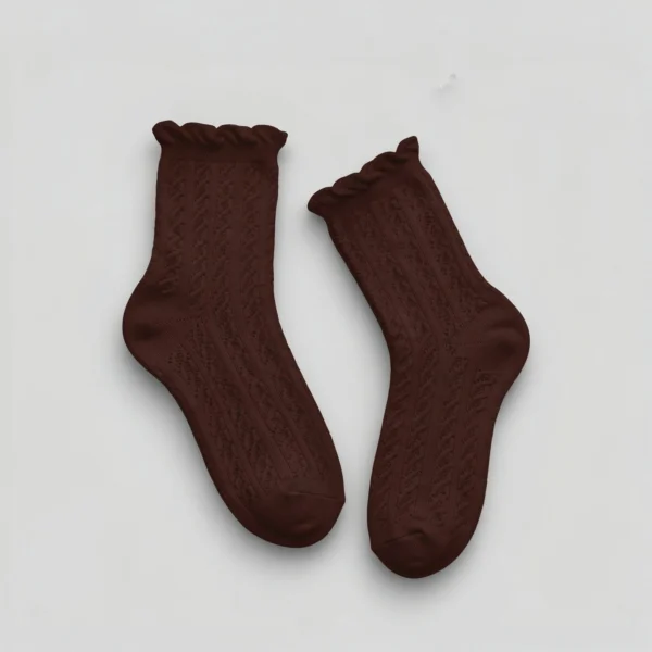 Skarpety ażurowe damskie czekoladowe MSAY Skarpety ażurowe damskie czekoladowe