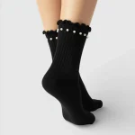 Skarpety damskie z perłami czarne