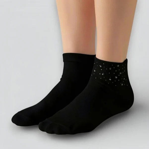 Skarpety damskie z cekinami czarne