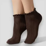 Skarpetki stopki ażurowe damskie czekoladowe