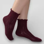 Skarpety ażurowe damskie burgund MSAY Skarpety ażurowe damskie burgund