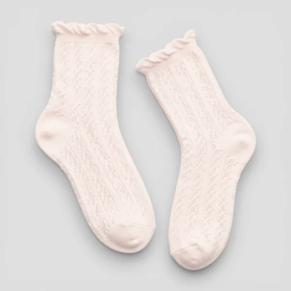 Skarpety ażurowe damskie jasny róż MSAY Skarpety ażurowe damskie jasny róż