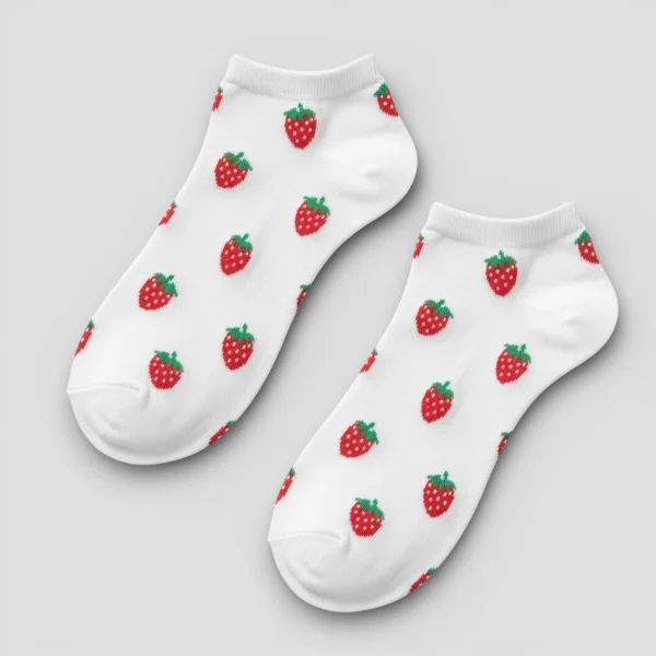 Skarpetki stopki damskie truskawki MSAY Skarpetki stopki damskie truskawki