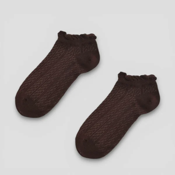 Skarpetki stopki ażurowe damskie czekoladowe MSAY Skarpetki stopki ażurowe damskie czekoladowe