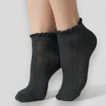 Skarpetki stopki ażurowe damskie grafitowe