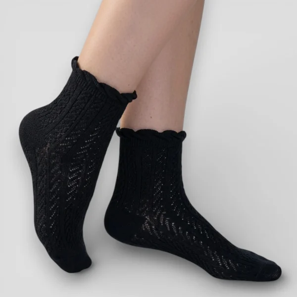 Skarpety ażurowe damskie czarne MSAY Skarpety ażurowe damskie czarne