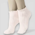 Skarpetki stopki ażurowe damskie jasny róż