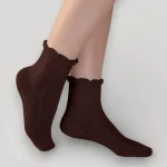 Skarpety ażurowe damskie czekoladowe MSAY Skarpety ażurowe damskie czekoladowe