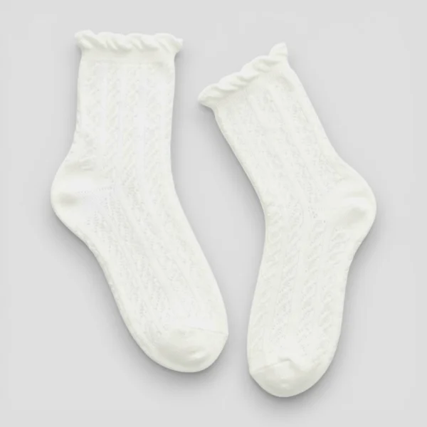 Skarpety ażurowe damskie ecru MSAY Skarpety ażurowe damskie ecru