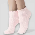 Skarpetki stopki ażurowe damskie różowe