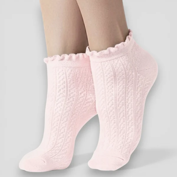 Skarpetki stopki ażurowe damskie różowe MSAY Skarpetki stopki ażurowe damskie różowe