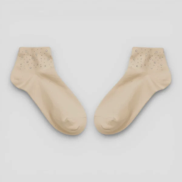 Skarpety damskie z cekinami beżowe