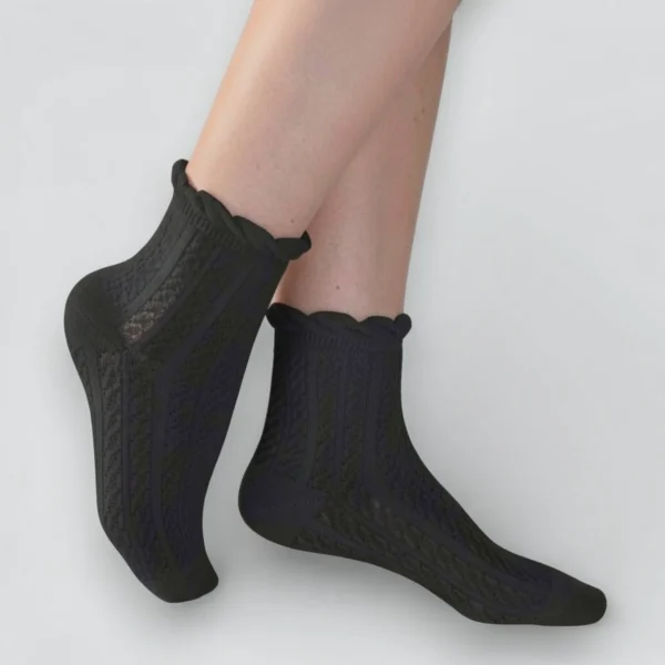 Skarpety ażurowe damskie grafitowe MSAY Skarpety ażurowe damskie grafitowe