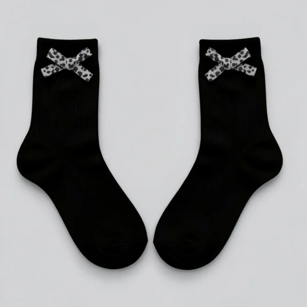 Skarpety damskie z kokardą czarne MSAY Skarpety damskie z kokardą czarne