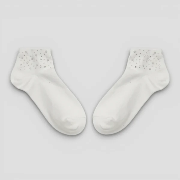 Skarpety damskie z cekinami białe