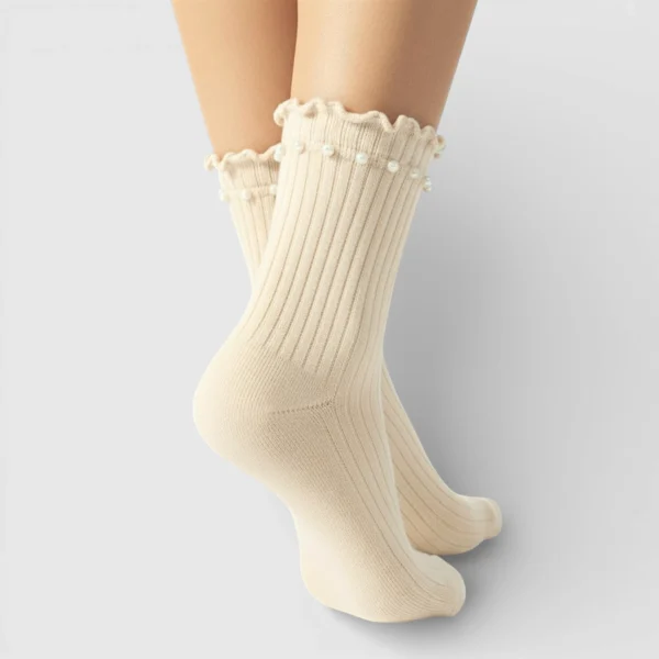 Skarpety damskie z perłami ercu MSAY Skarpety damskie z perłami ercu