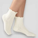 Skarpety ażurowe damskie ecru MSAY Skarpety ażurowe damskie ecru