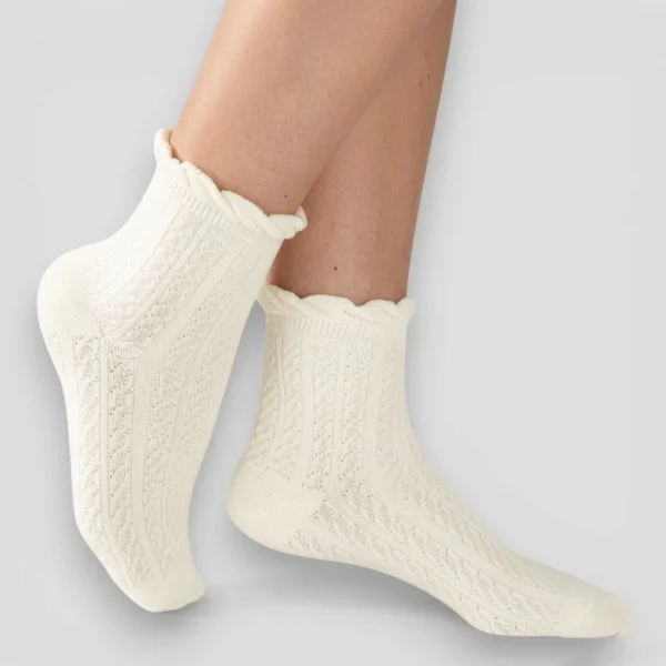 Skarpety ażurowe damskie ecru MSAY Skarpety ażurowe damskie ecru