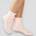 Skarpety ażurowe damskie jasny róż MSAY Skarpety ażurowe damskie jasny róż
