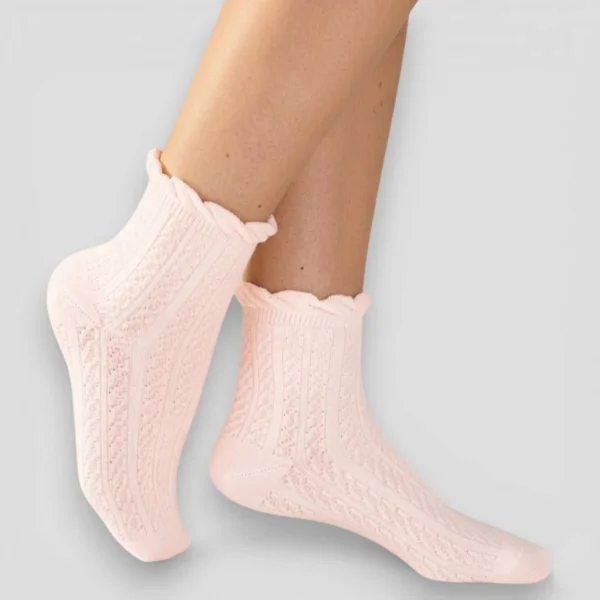 Skarpety ażurowe damskie jasny róż MSAY Skarpety ażurowe damskie jasny róż
