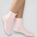 Skarpety ażurowe damskie różowe MSAY Skarpety ażurowe damskie różowe