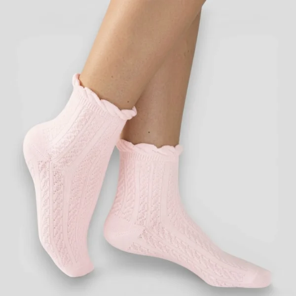 Skarpety ażurowe damskie różowe MSAY Skarpety ażurowe damskie różowe